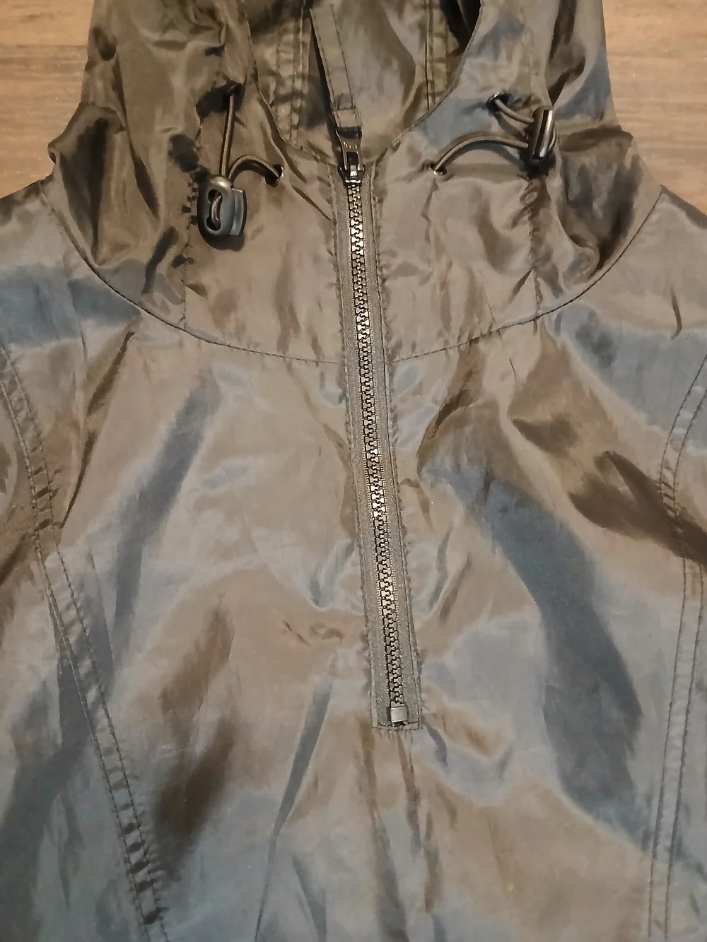 John Deere Black Hooded Pullover Windbreaker with Green Logo Patch
